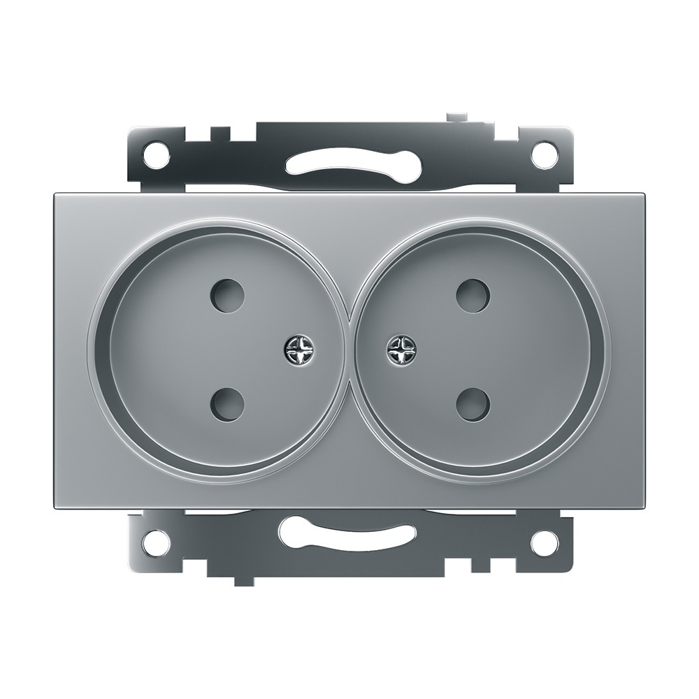 Катрин - Розетки и выключатели Stekker Розетка 1-местная б/з STEKKER GLS10-7109-03 250V 10А с защ. шторкой Катрин серебро 39583