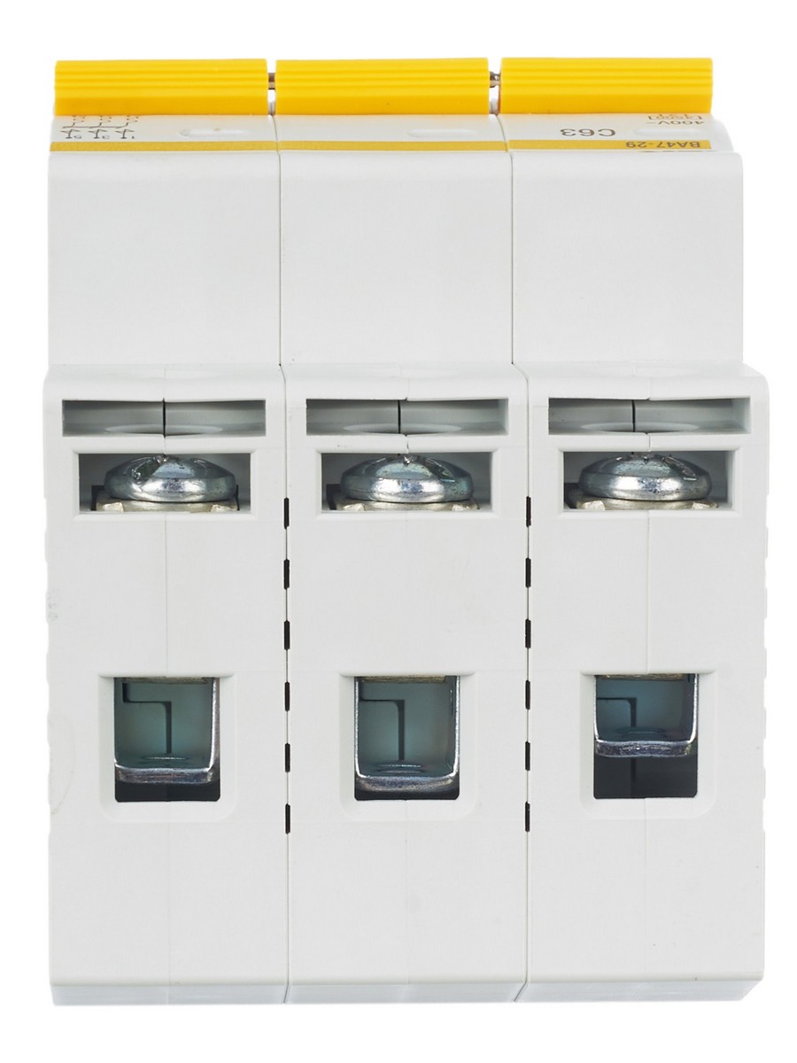 3 полюсные (трехполюсные) Автоматический выключатель IEK KARAT ВА47-29 3Р 63А 4,5кА х-ка С MVA20-3-063-C 