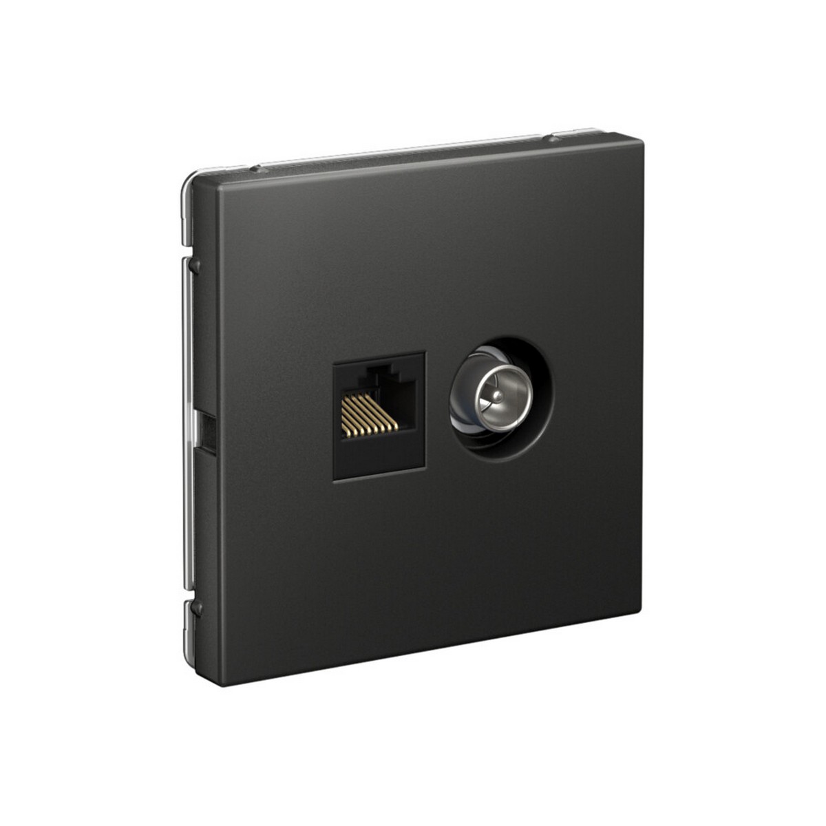 Розетка Systeme Electric ArtGallery Базальт двойная ТВ + компьютерная RJ45 кат. 5Е GAL001489