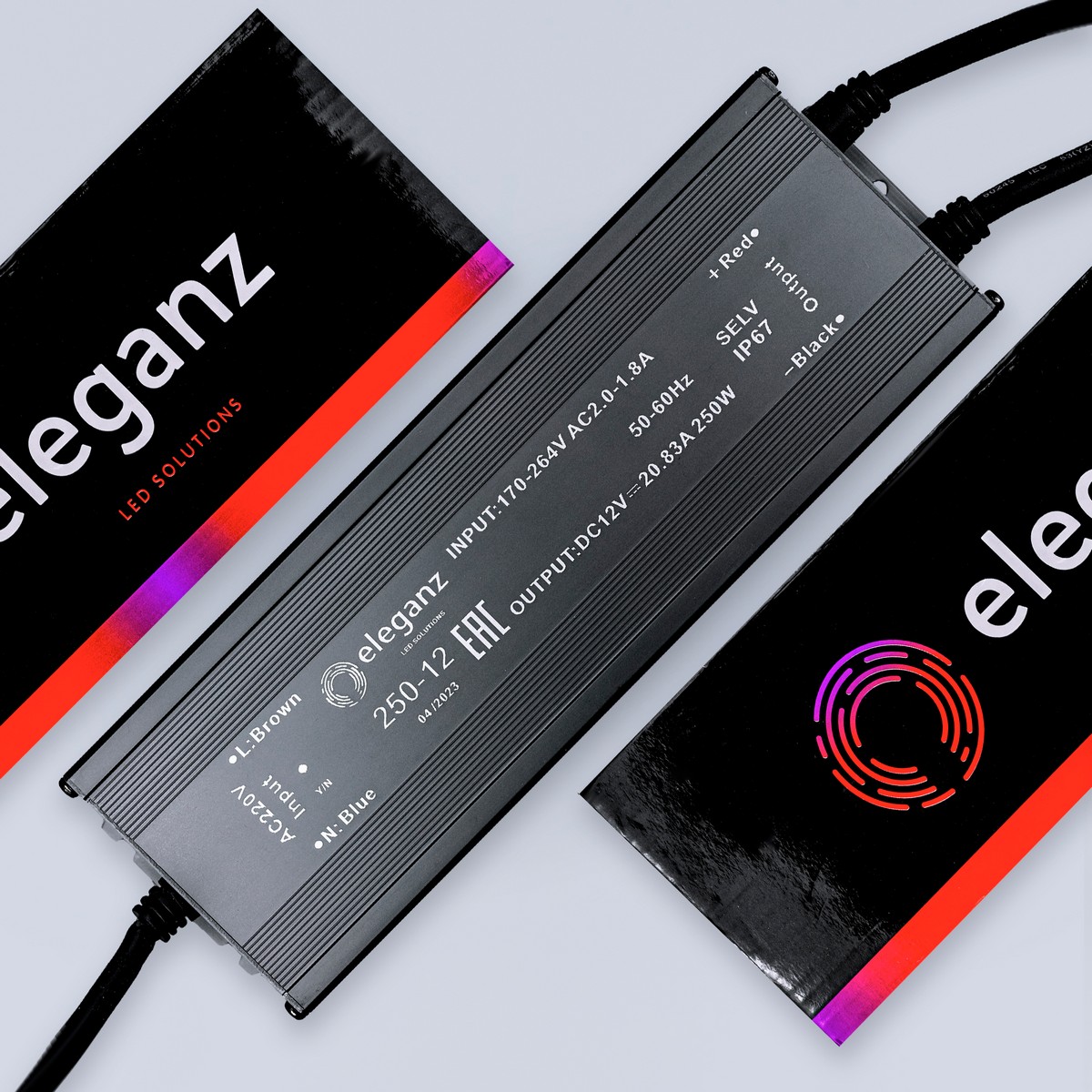 Блок питания для светодиодной ленты Eleganz 12V 250W IP67 герметичный 1189