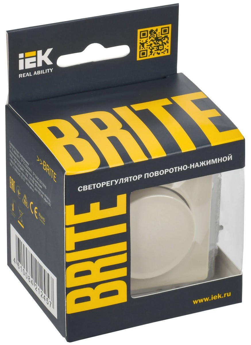 Светорегулятор IEK BRITE BASE Бежевый пов-наж. 600Вт СС10-1-0-БрКр BR-D20-0600-K10