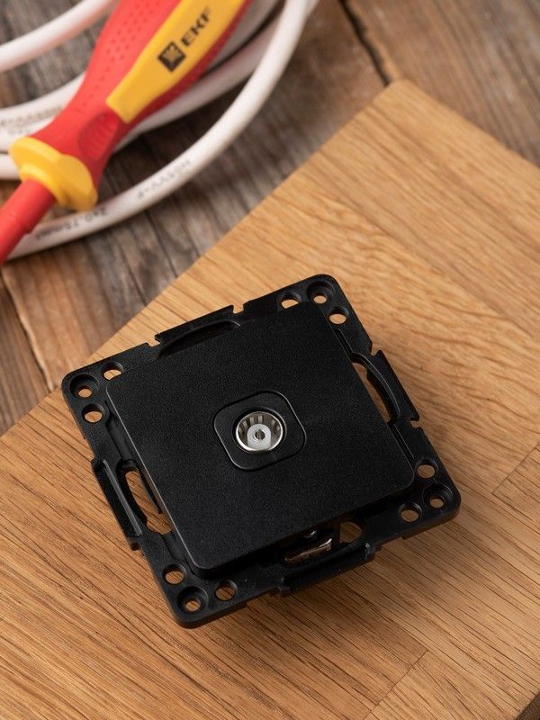 EKF Стокгольм черный Розетка TV EKF PROxima Стокгольм Черный 75Ом 5-862МГц  EZA00-027-10