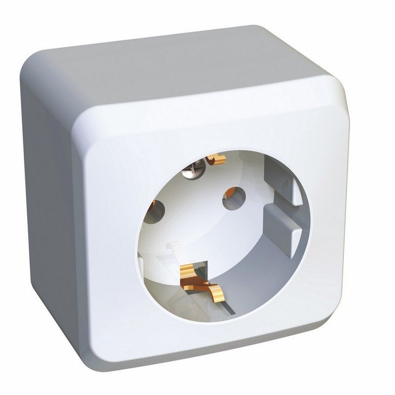 Этюд Белый Розетка 1-ая Systeme Electric Этюд наружный Белый с/з без шторок PA16-003B