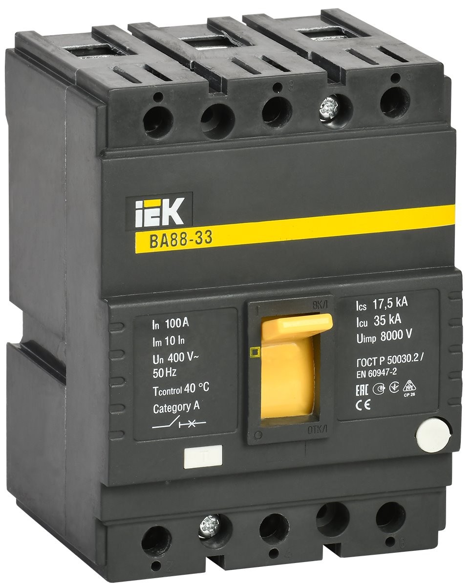 Автоматический выключатель IEK KARAT ВА88-33 3Р 100А 35кА SVA20-3-0100