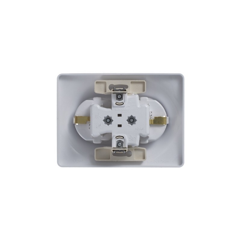 Розетка Systeme Electric Glossa Белый 2-я с/з со шторками (в сборе с рамко GSL000126