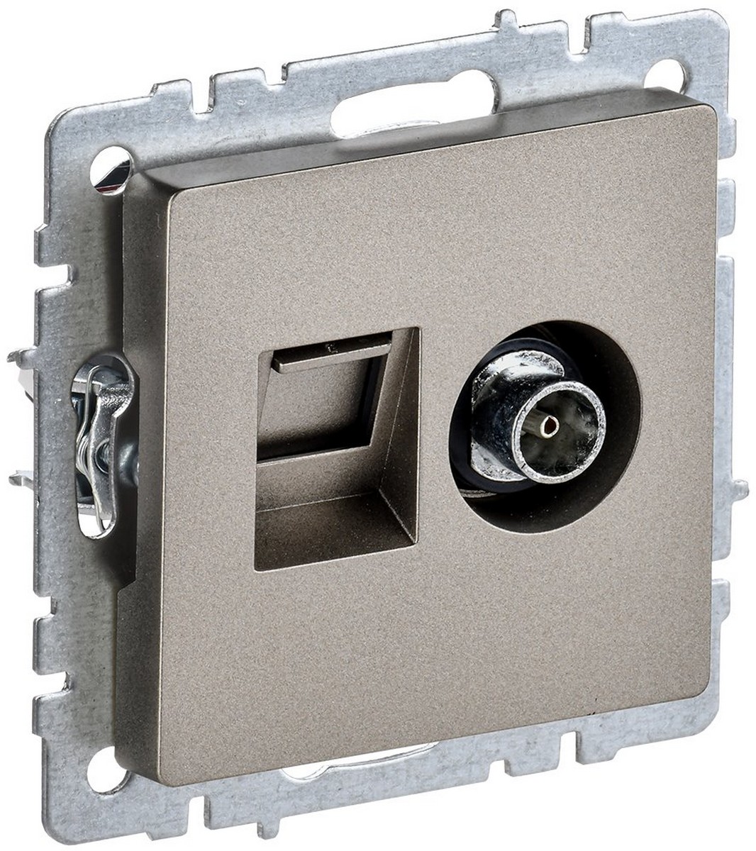 IEK Brite Шампань Розетка IEK BRITE двойная TV+RJ45 кат.5E РТВ/РК12-БрШ шампань BR-AK20-1-K37