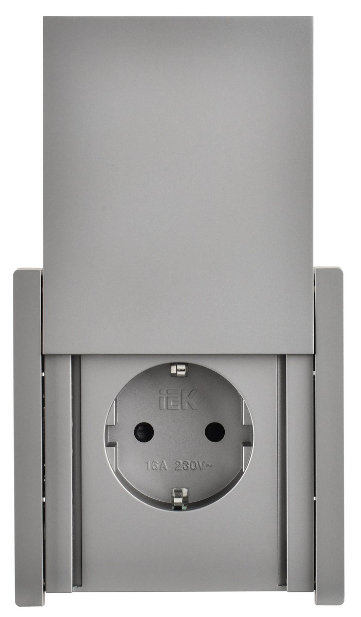 IEK FORTE&PIANO Сталь Розетка IEK FORTE&PIANO Сталь с/з со шт с крышкой безвинтовое крепление 16А IP44 FP519