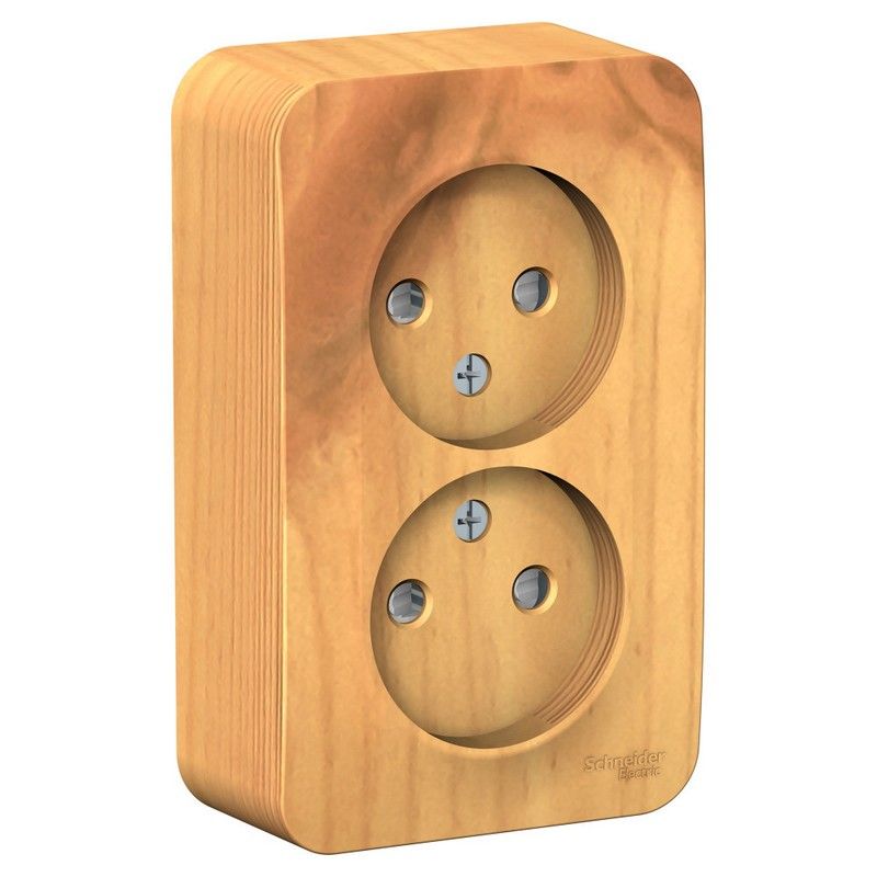 Blanca ясень розетки и выключатели Розетка SE Blanca 2-ая Ясень наружный б/з со шторками изолир. пластина BLNRA001215