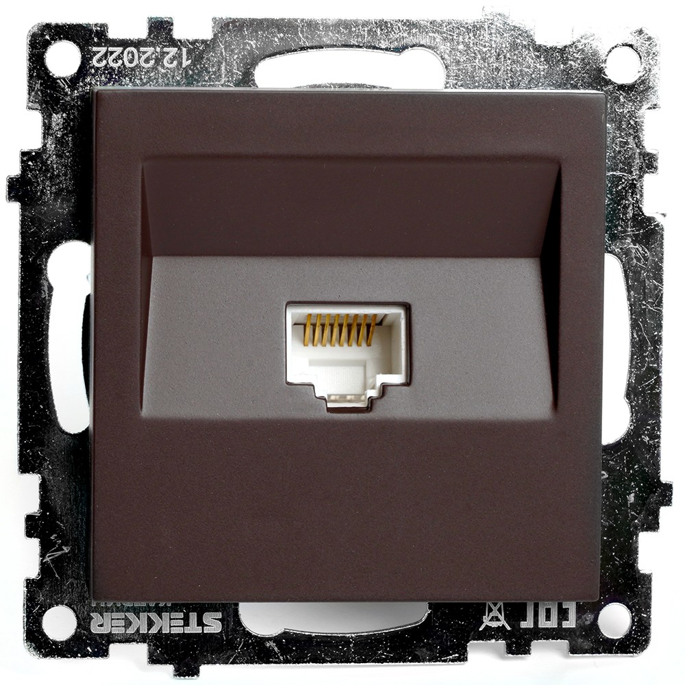 Катрин - Розетки и выключатели Stekker Розетка компьютерная 1-местная RJ-45 STEKKER GLS00-7107-04 Катрин шоколад 49023