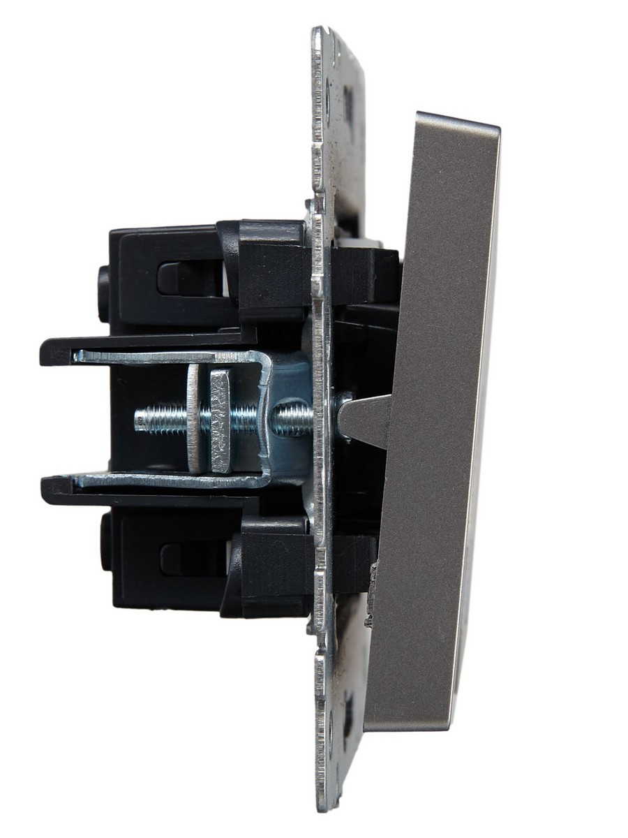 Выключатель IEK BRITE 2-клавишный с индикацией 10А ВС10-2-1-БрС сталь BR-V20-1-10-K46