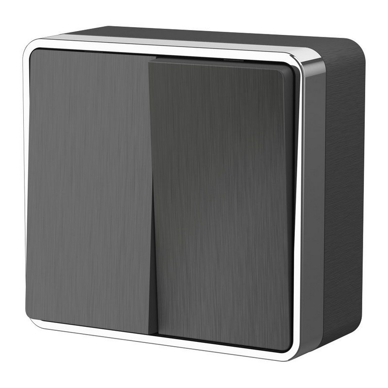 Выключатель Werkel двухклавишный Gallant (графит рифленый) W5020004