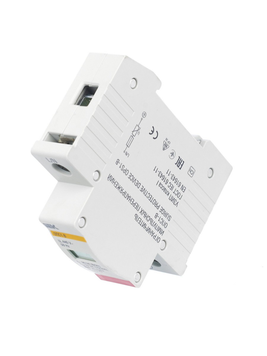 Реле напряжения и контроля фаз Ограничитель перенапряжения IEK KARAT (УЗИП) ОПС1-B 1Р In=30kA Un=400B Im=60kA MOP20-1-B 