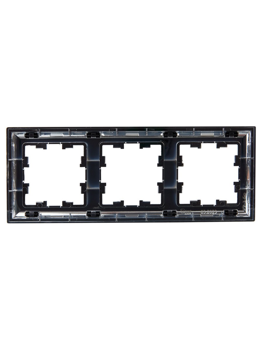 Рамка IEK BRITE DECOR Черный/хром 3D-форма 3-мест. РУ-3-Бр BR-M32-12-2-K23