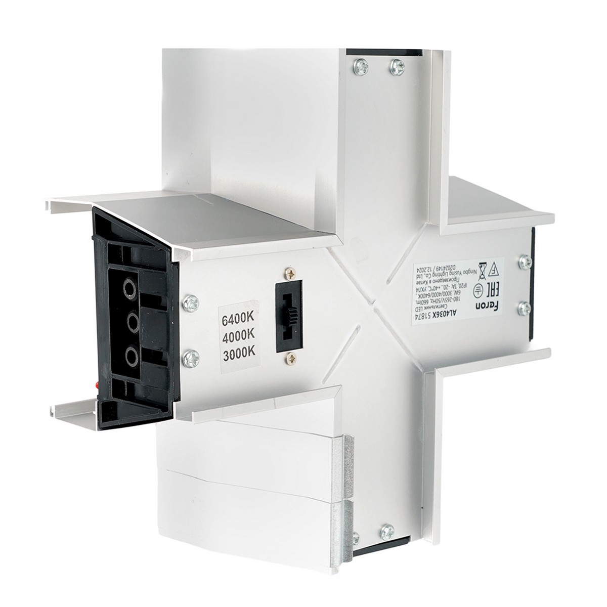 Линейные светодиодные светильники Светильник коннектор Feron AL4036X 6W 3000К-4000К-6400K X-образный серебро RetailRay 51874 