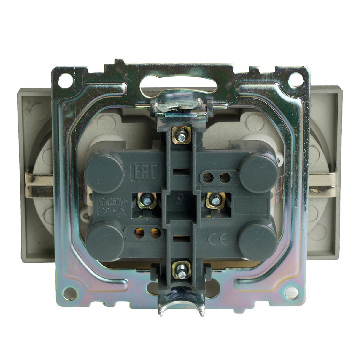 Розетка 2-местная с/з STEKKER GLS16-7114-04 250V 16А с защ. шторкой Катрин графит 49025