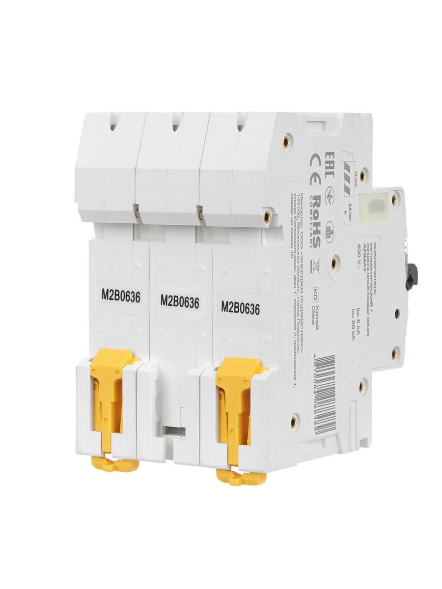 3 полюсные (трехполюсные) Автоматический выключатель IEK ARMAT M06N 3P B 6А AR-M06N-3-B006 