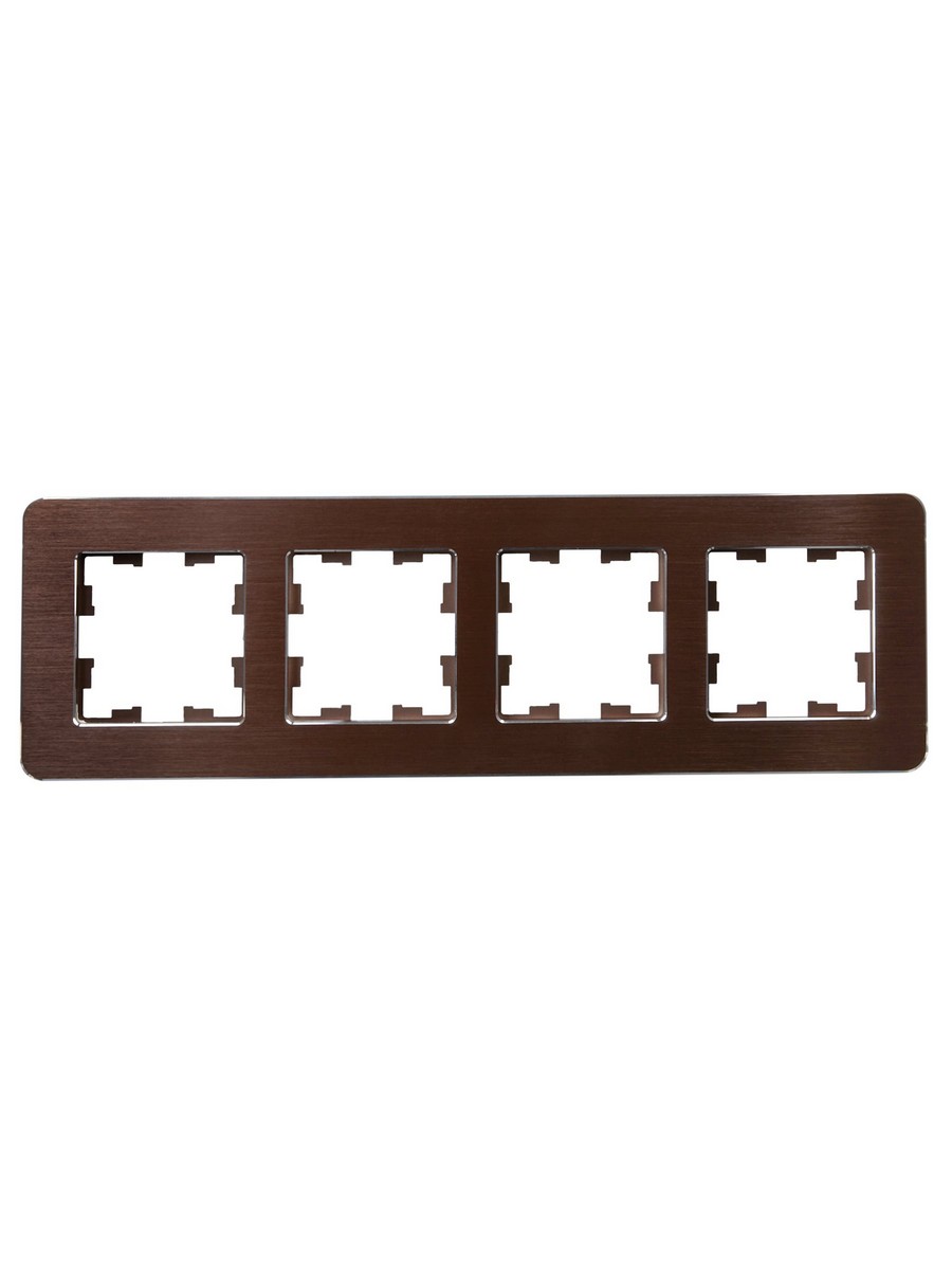 Рамка IEK BRITE DECOR Коричневый металл. скругл.угол 4-мест. РУ-4-1-Бр RE AL BR-M42-M-21-K30
