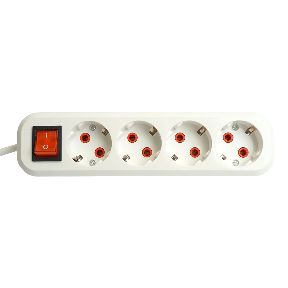 Колодки и удлинители, тройники Удлинитель STEKKER четырехместный с/з с выключ. HM07-41-05 5м Home (У16А-003) белый 49360 