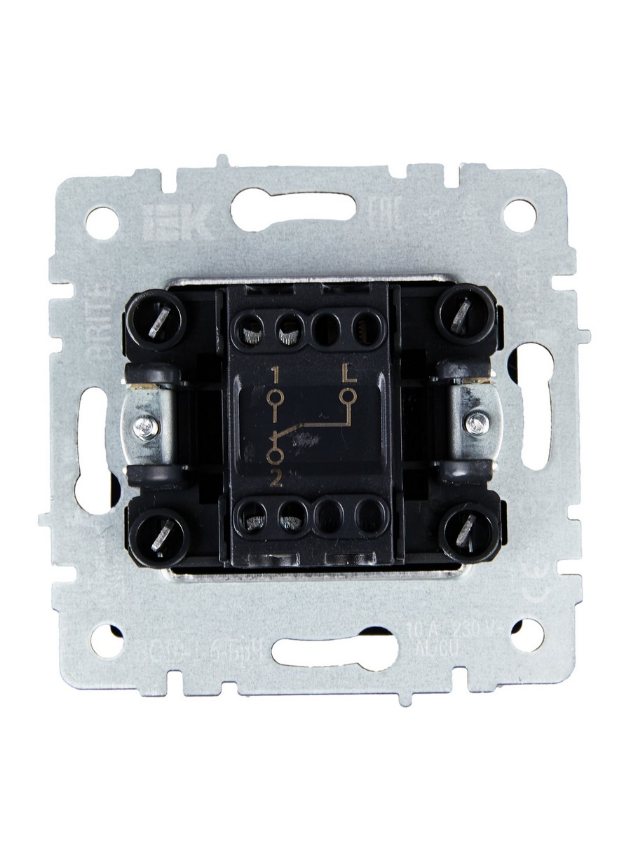 Выключатель IEK BRITE 1-клавишный проходной 10А ВС10-1-6-БрЧ черный BR-V12-0-10-K02