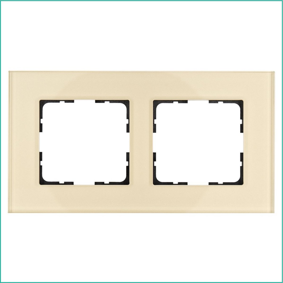 JASMART G - розетки и выключатели Рамка JASMART 2-постовая стекло Champagne Gold GLASS G1002GG