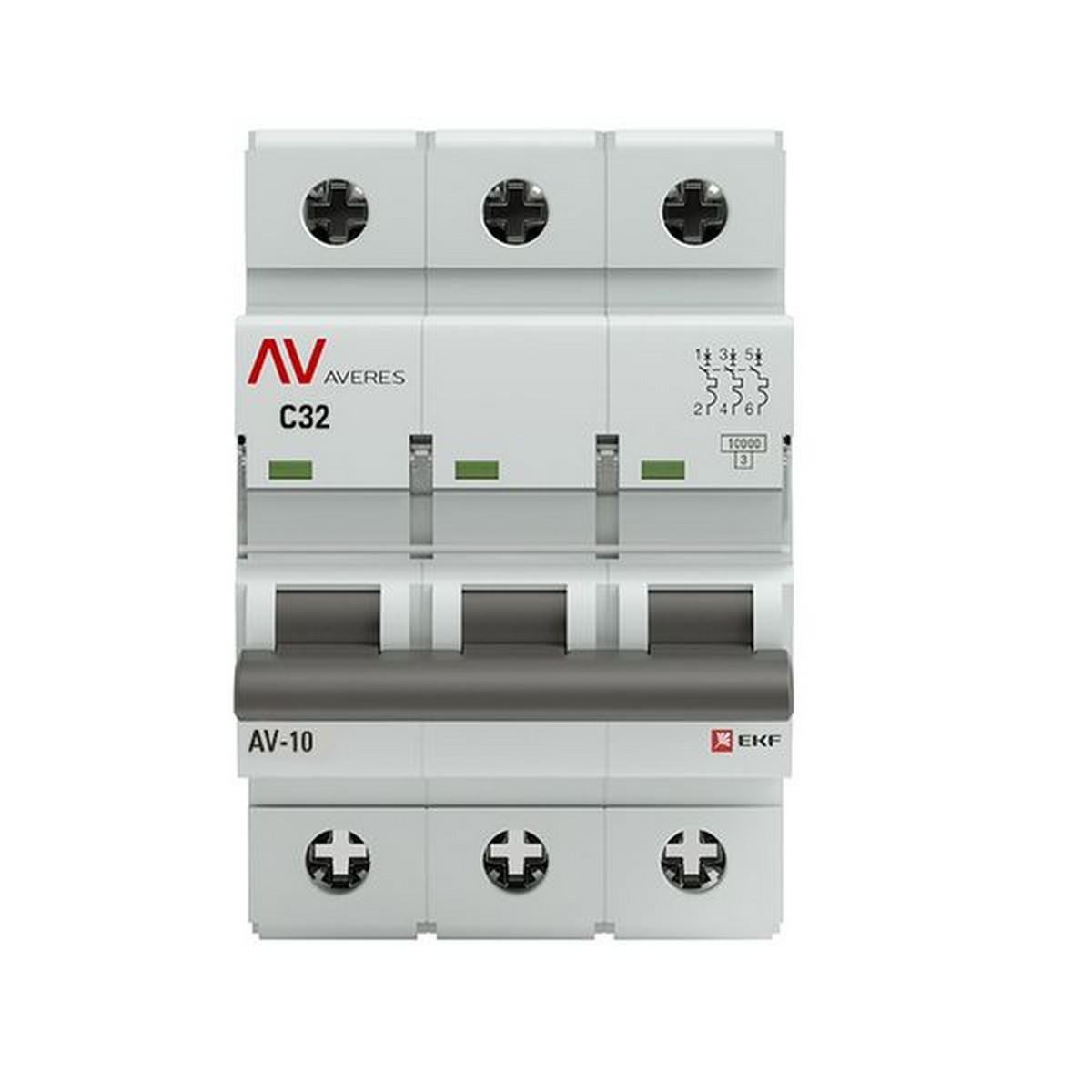 Автоматический выключатель EKF AVERES AV-10 (С) 3P 32А 10kA mcb10-3-32C-av