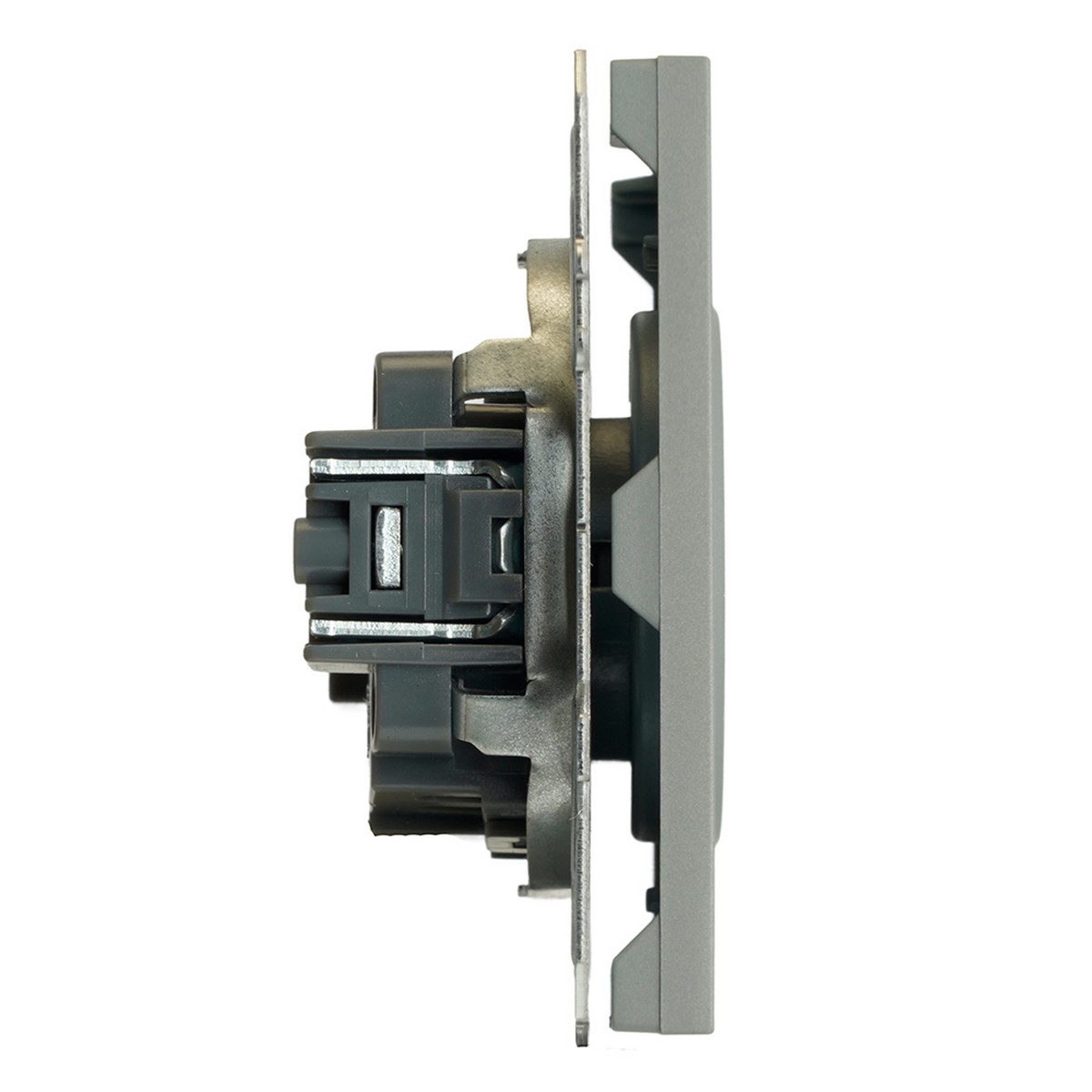 Эмили - Розетки и выключатели Stekker Розетка 1-ая с защитной шторкой б/з STEKKER Эмили RST16-5109-10 платиново-серый soft touch 49954