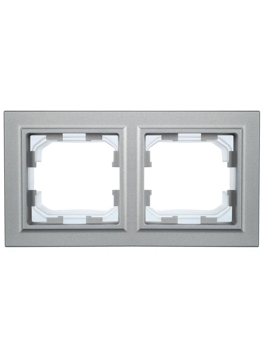 Рамка IEK BRITE 2-местная IP44 РУ-2-БрА-44 алюминий BR-M22-44-K47