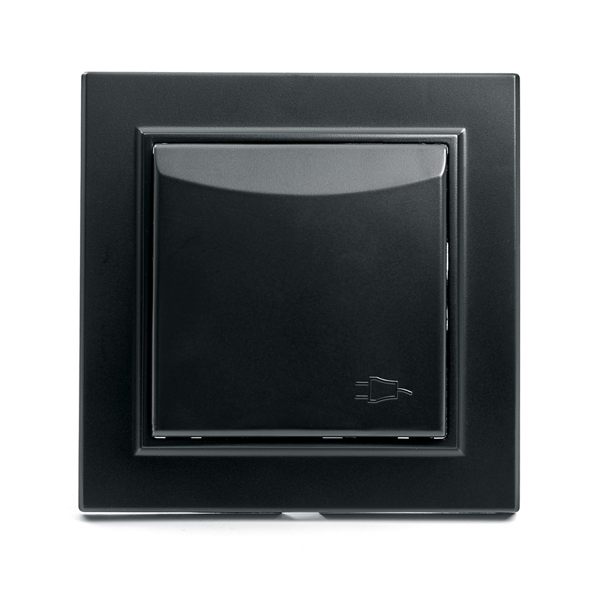 Розетка 1-местная c/з с крышкой STEKKER PST16-9012-03 16А с защ. шторкой Эрна черный с рамкой 39481