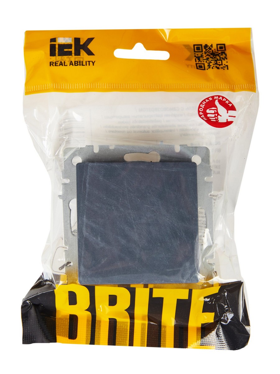 Выключатель IEK BRITE 1-клавишный самовозвратный 10А ВС10-1-4-БрМ маренго BR-V14-0-10-K35