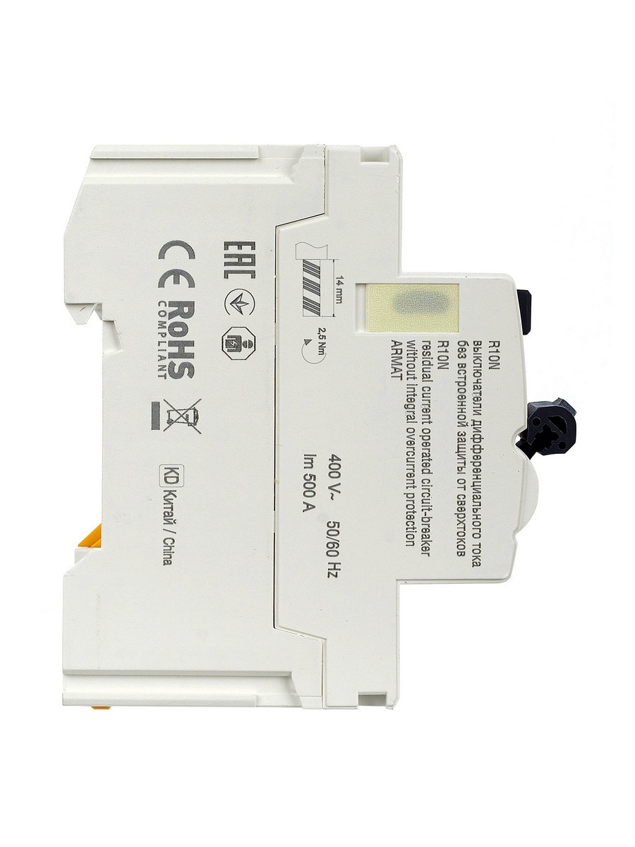 ВДТ УЗО IEK ARMAT R10N 4P 25А 30мА тип A AR-R10N-4-025A030