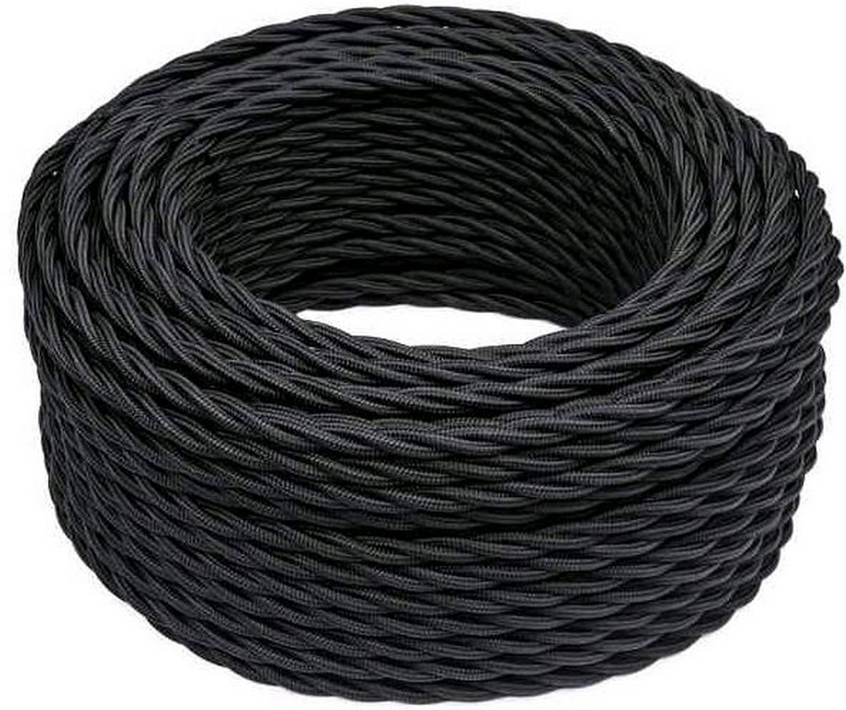 Витой ретро провод (кабель) Витой провод BIRONI Черный матовый 2*1,5 20м B1-424-73-20 