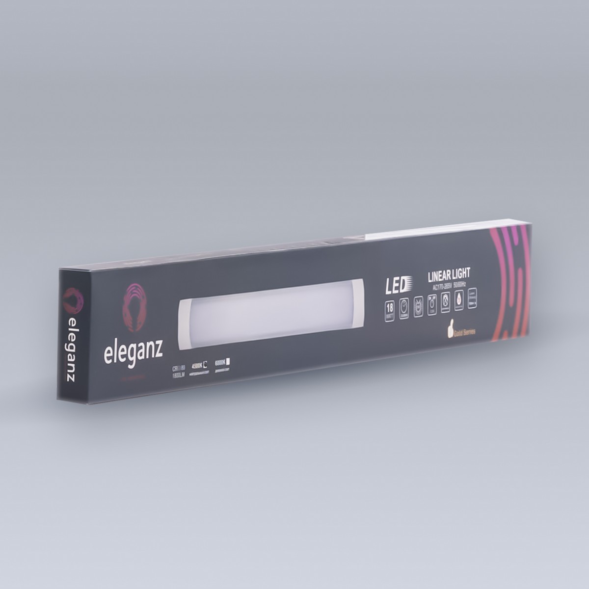 Светильник ELEGANZ линейный-панель 18W 4500К 600*75*25мм 220V IP40 9802