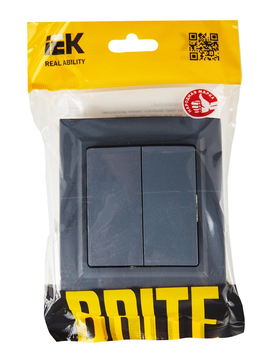 IEK Brite Маренго Выключатель IEK BRITE Маренго 2-кл. 10А в сборе ВСР10-2-0-БрМ BR-V20-0-10-K35-F