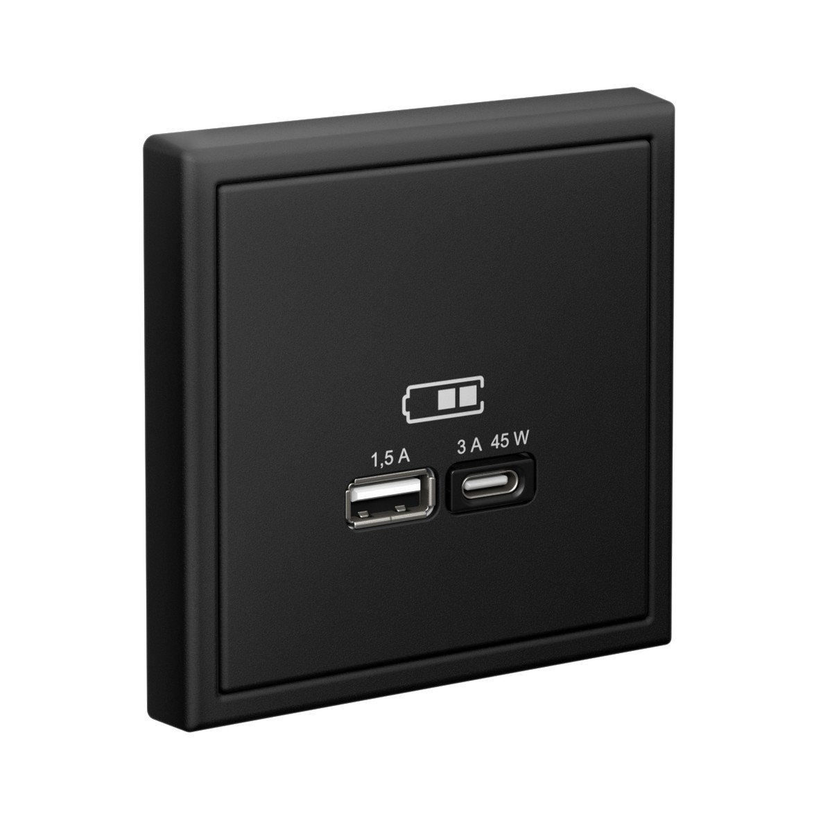 USB Розетка Systeme Electric ArtGallery Карбон A + тип-C 45Вт высокоскор.заряд. QC PD GAL001029