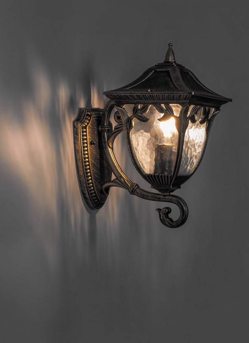 Уличные настенные светильники Светильник садово-парковый Feron PL4071 на стену вверх 60W E27 230V черное золото 11483 