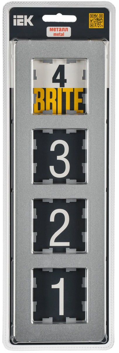 Рамка IEK BRITE DECOR Алюминий металл. скругл.угол 4-м РУ-4-1-Бр RE BR-M42-M-01-K47