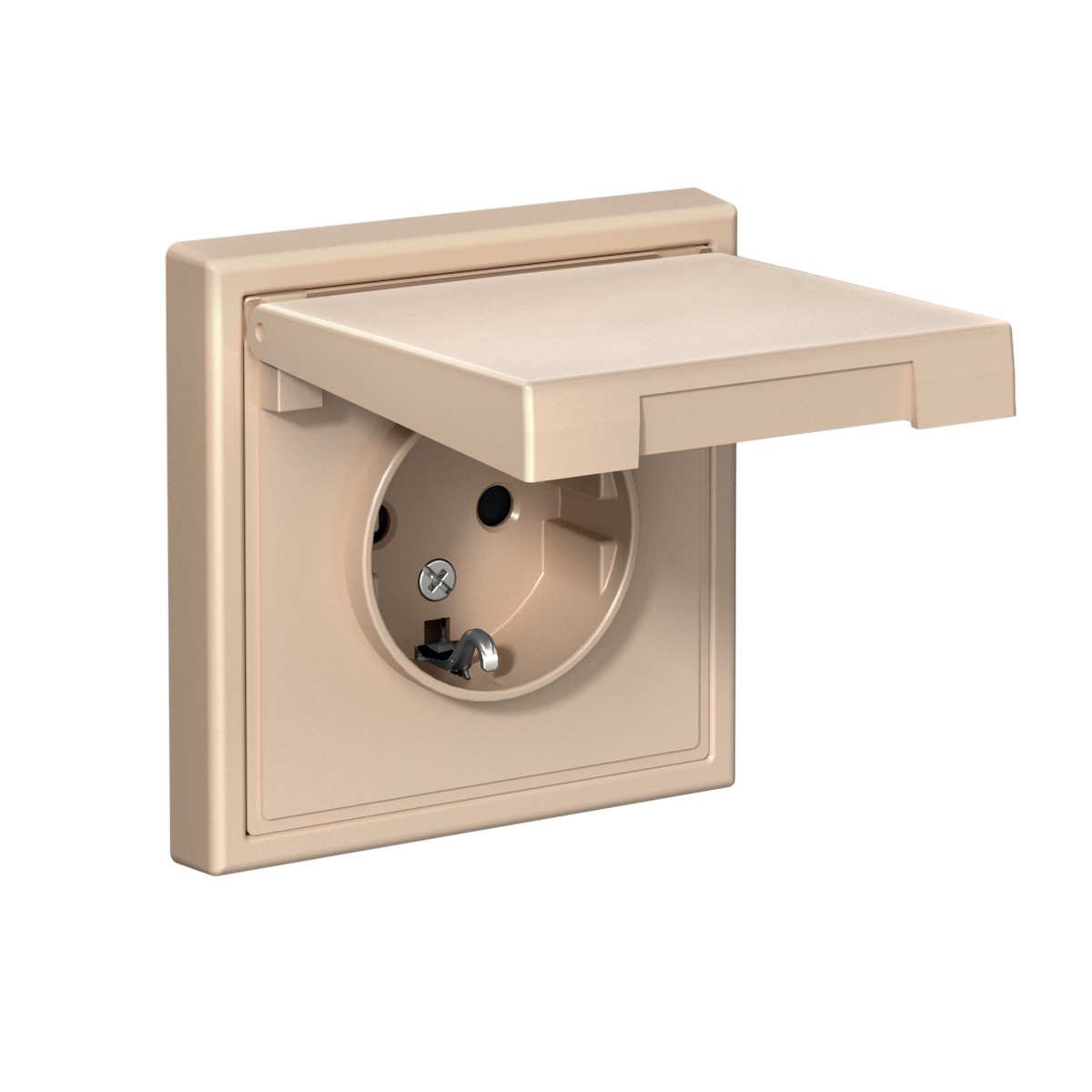 Розетка Systeme Electric ArtGallery Песочный с заземл. со шторк. с крышкой 16А IP20 GAL001246