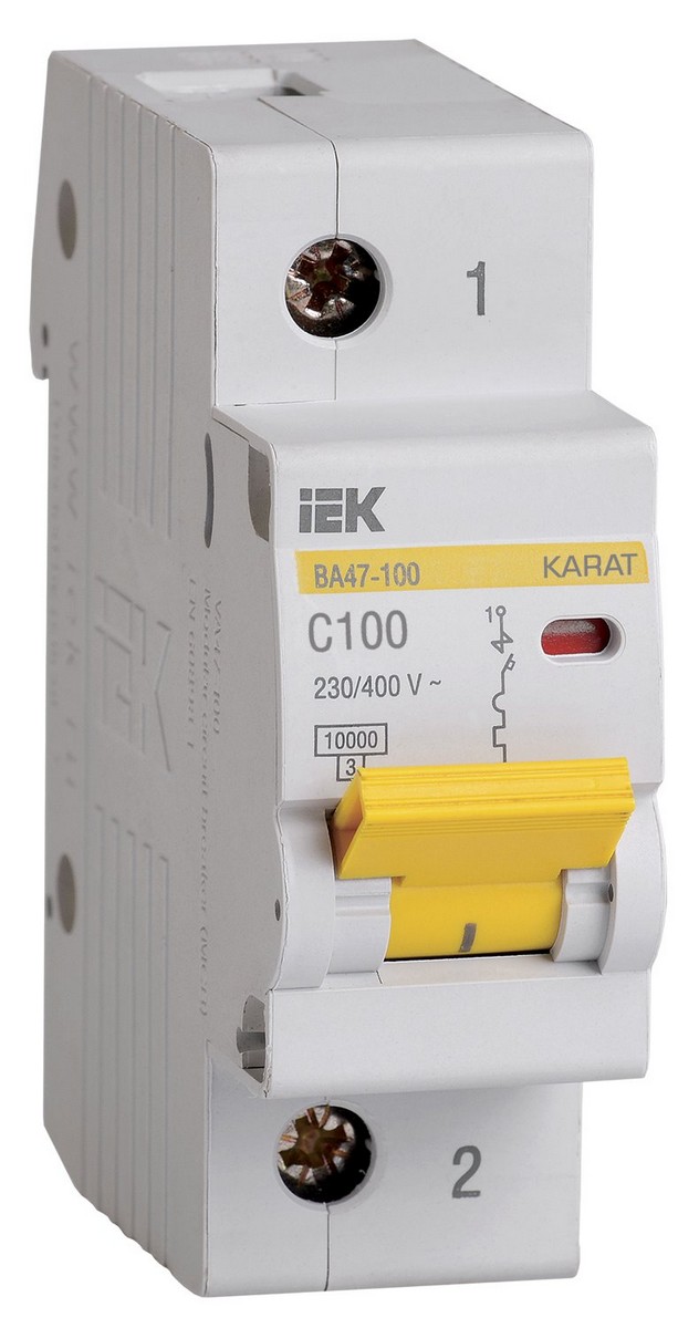 Автоматический выключатель IEK KARAT ВА47-100 1Р 100А 10 кА х-ка С MVA40-1-100-C