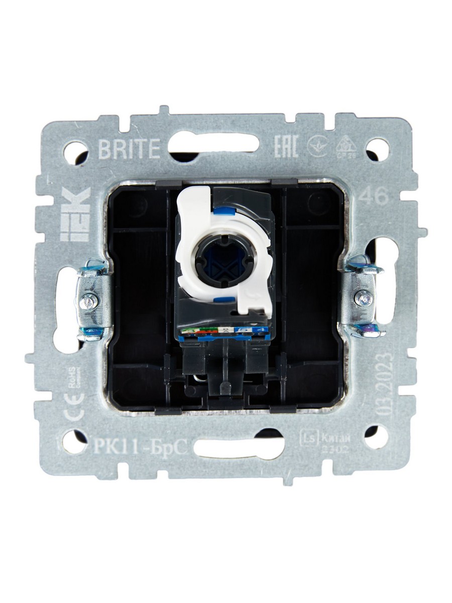 Розетка компьютерная IEK BRITE BASE Сталь RJ45 кат.6 РК11-БрС BR-K10-2-K46