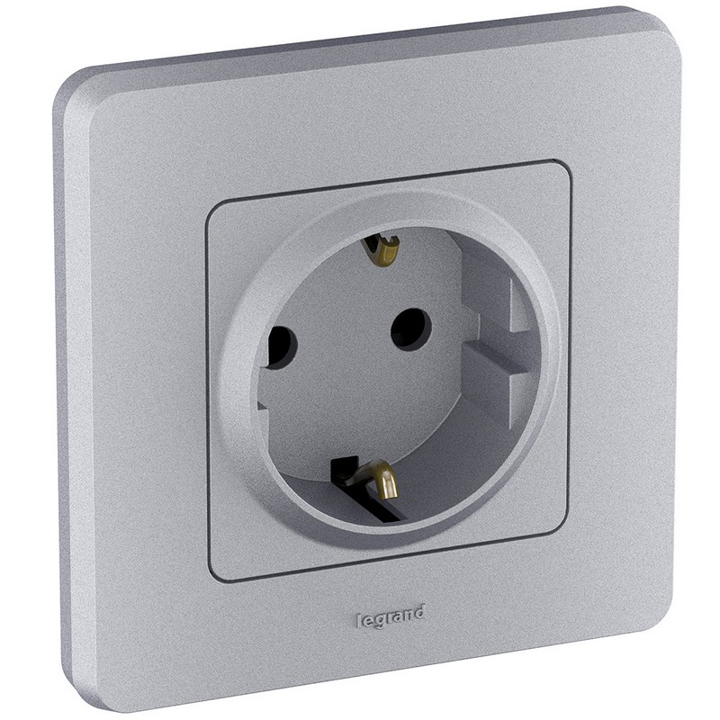Розетка Legrand INSPIRIA Алюминий с заземлением 16 А 250 В 673722