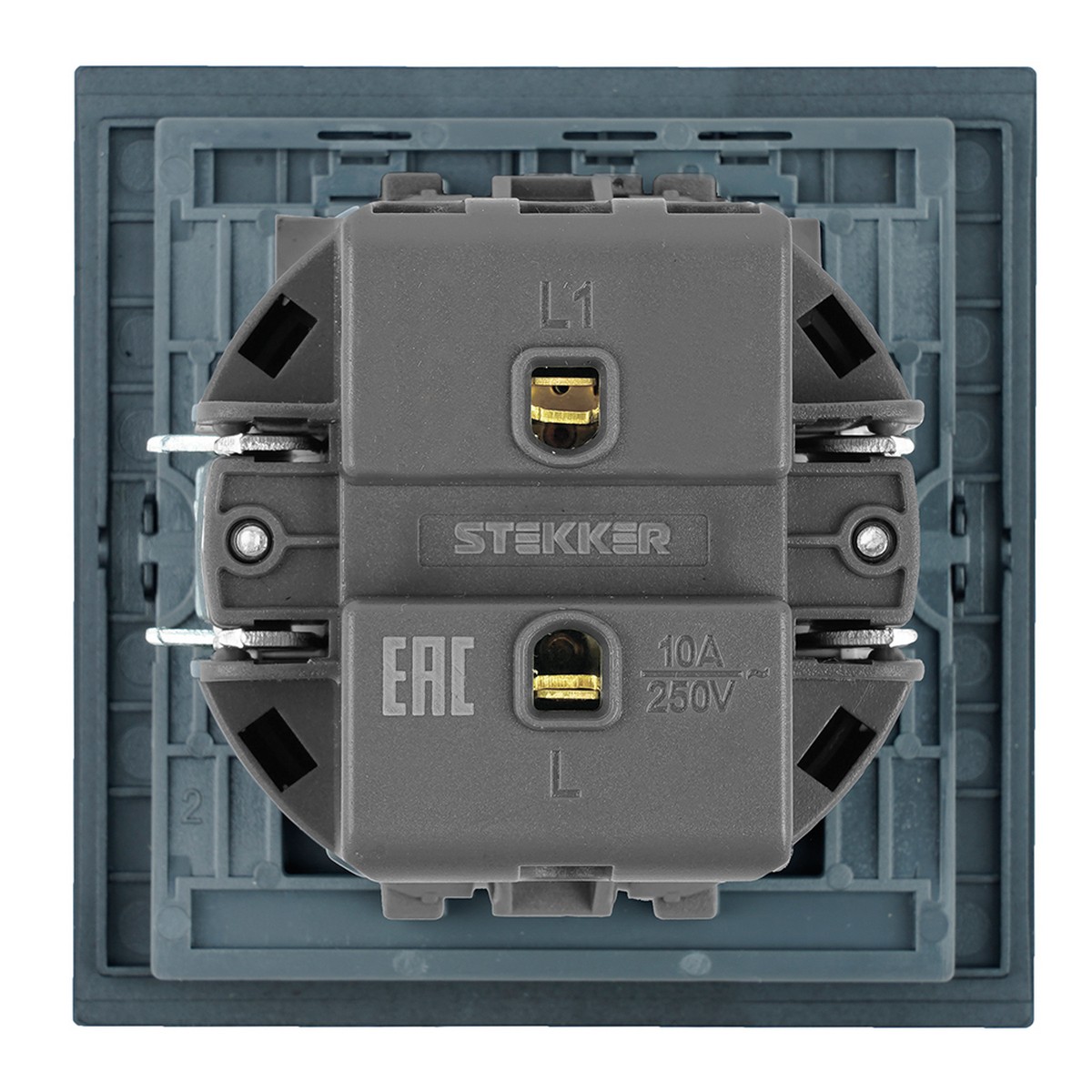 Мия - Розетки и выключатели Stekker Выключатель 1-клавишный самовозвратный STEKKER Мия RSW10-3112-05 черный бархат 50574