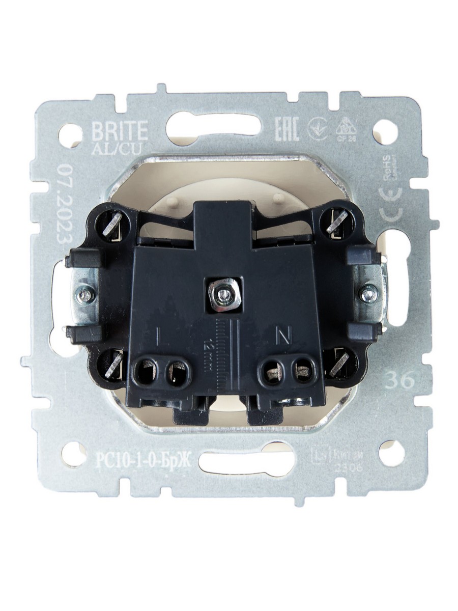 IEK Brite Жемчуг Розетка IEK BRITE б/з без шторок 10А РС10-1-0-БрЖ жемчуг BR-R10-10-K36