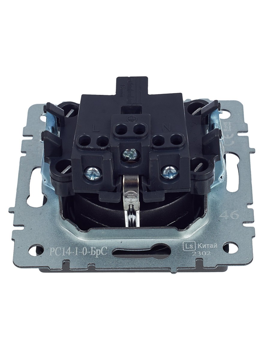 Розетка IEK BRITE с/з с шторками 16А РС14-1-0-БрС сталь BR-R14-16-K46