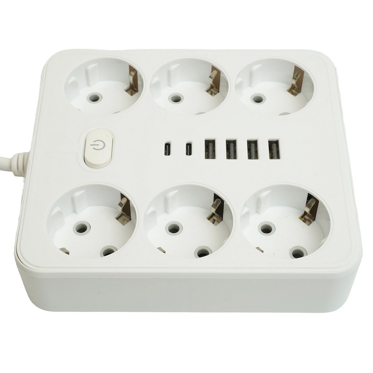 Колодки и удлинители, тройники Удлинитель STEKKER HM09-66-02 6-местный c/з 3x1 мм2 1,8 м 4USB+2Type-C 2,4А Home белый 49975 