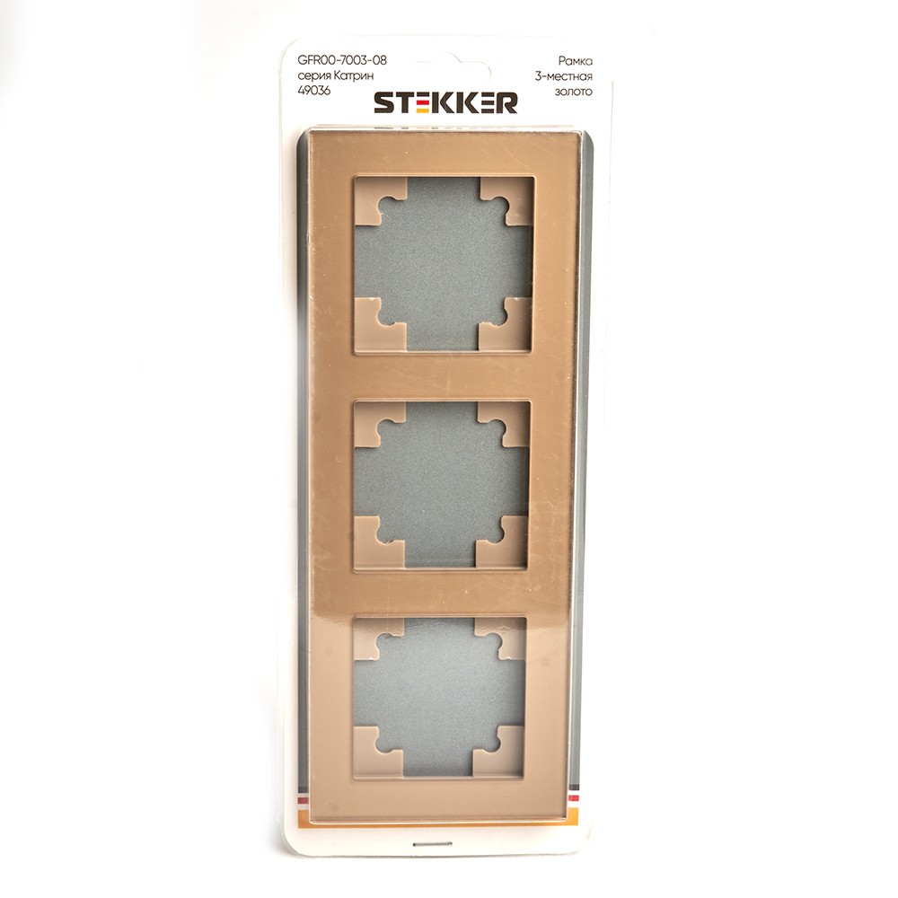 Рамка 3-местная стекло STEKKER GFR00-7003-08 серия Катрин золото 49036