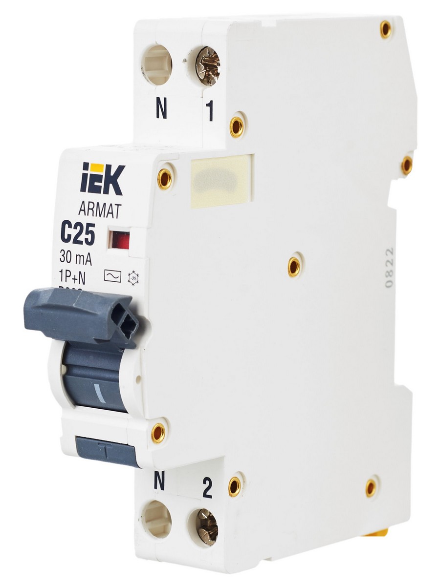 АВДТ Дифф. Автомат IEK ARMAT B06S 1P+NP C25 30мА тип AC (18мм) AR-B06S-1N-C25C030