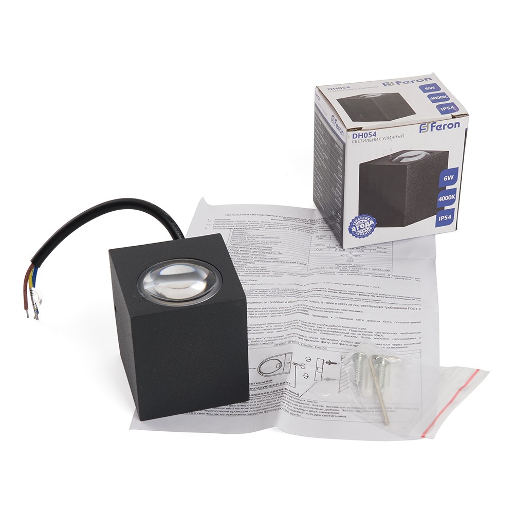 Уличные настенные светильники Светильник уличный светодиодный Feron DH054 6W 400Lm 4000K черный 48482 