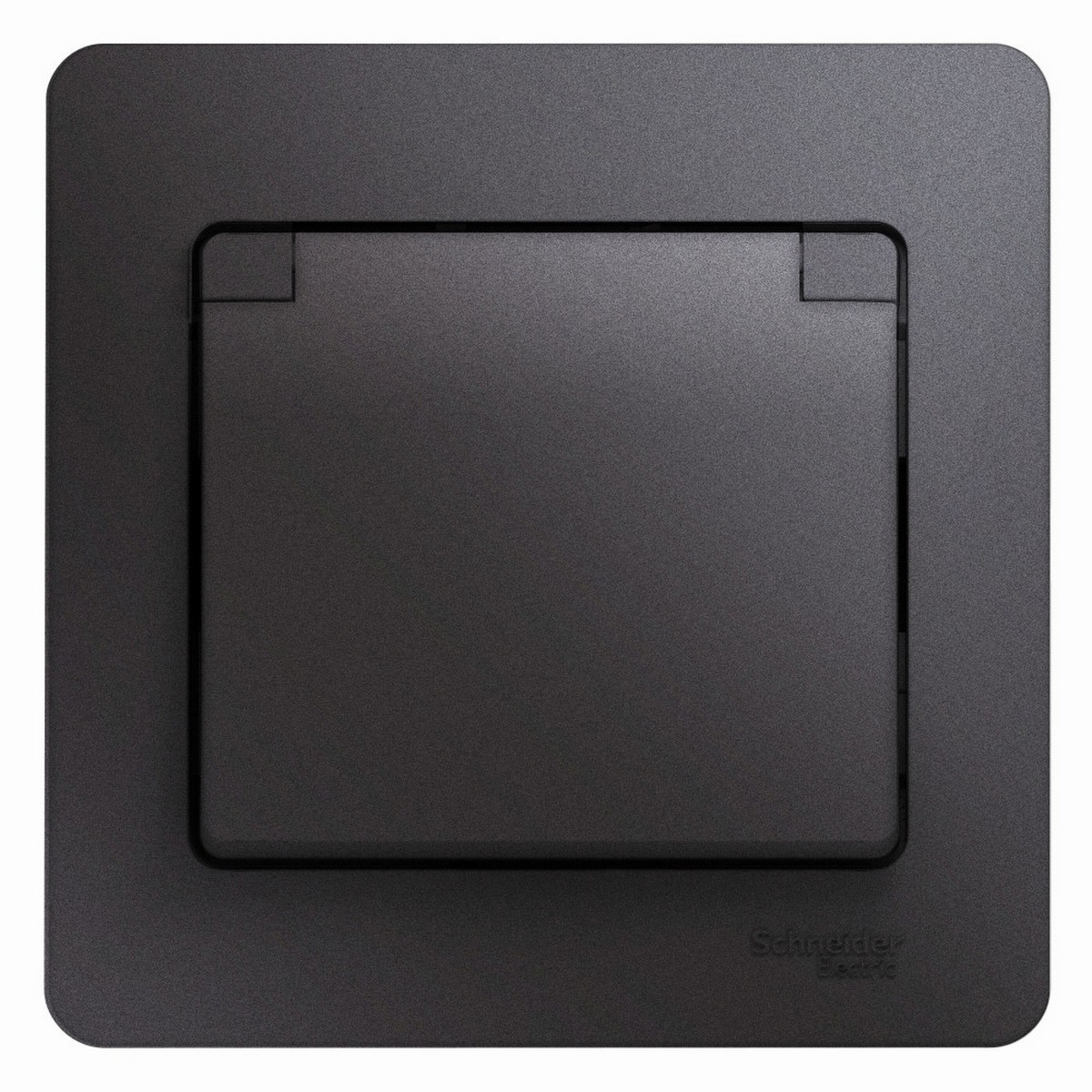 Розетка Systeme Electric Glossa Графит с-з со шторками с крышкой IP20 GSL001346