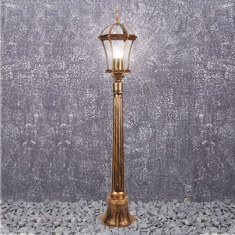 Уличные светильники столб Светильник садово-парковый Feron PL626 столб 60W 230V E27 205*180*1050мм черное золото 11619 