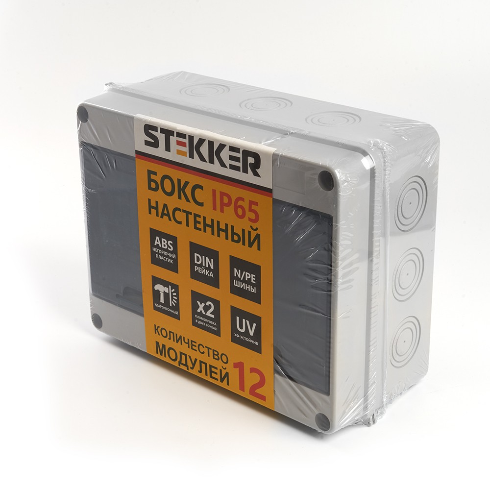 Пластиковые боксы и щиты Stekker Бокс настенный STEKKER EBX50-1/12-65 12 модулей, пластик, IP65 39191